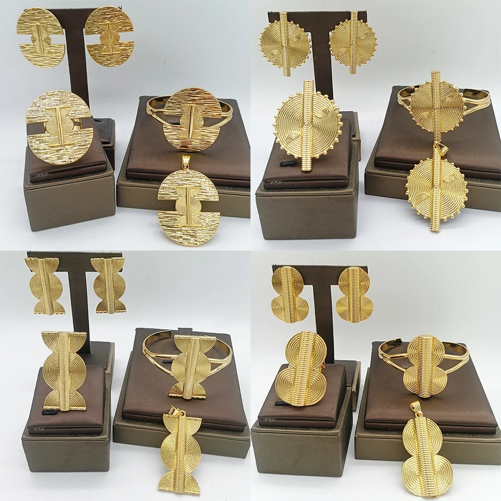 YM 4 Sets African Map Pendant Jewelry Set Gold 7