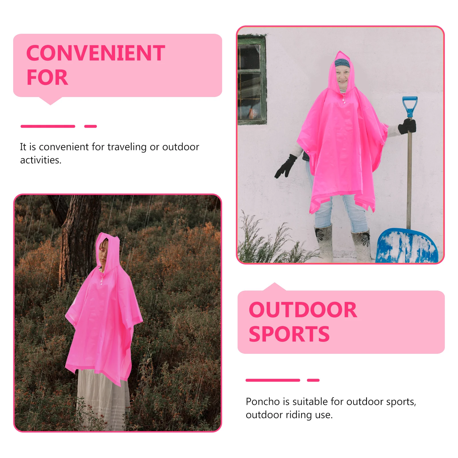 EVA Premium wasserdichter Regenponcho für Damen und Erwachsene, Outdoor-Reisen, schützende, leichte Radfahren-Regenmantel-Kapuze