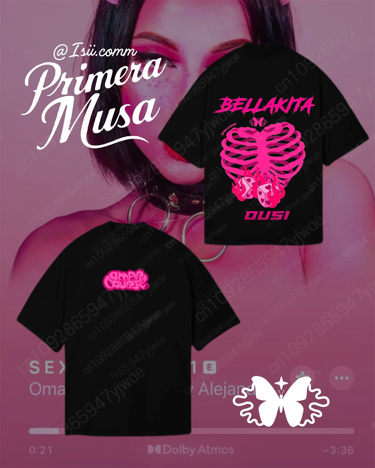 عمر كورتز بريميرا موسى القطن قصير الأكمام تي شيرت الصيف الملابس النسائية الموسيقى اللاتينية المحملة مروحة هدية فضفاض الشارع تي شيرت