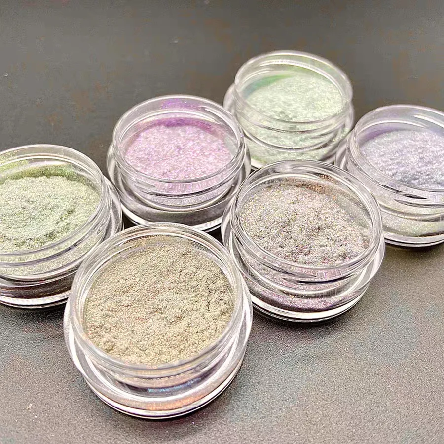 1Jar Optical Chameleon Nail Powder Pearlescent Mirror Effect Powder High Gloss Chrome Rainbow Nail Rubbing Powder Nail Accessori