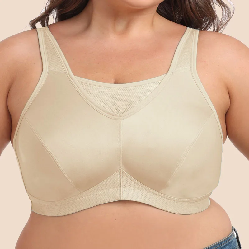 큰 가슴(B-G컵)을 위한 하이 임팩트 플러스 사이즈 스포츠 브라, 풀 커버리지, 미니마이저, 지지력 있는 운동 브라, 여성 요가, 헬스, 피트니스용