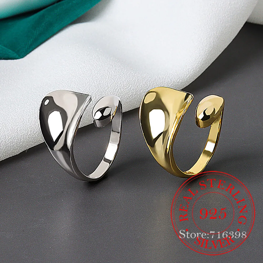 925 Sterling Silver Temperament Droplets Open Finger Rings For Women Geometric Ring Money 925 Wedding Party Jewelry Gift