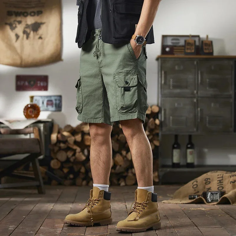 

2026 new cargo shorts summer retro wear pants fashion brand casual sports loose straight leg five quarter