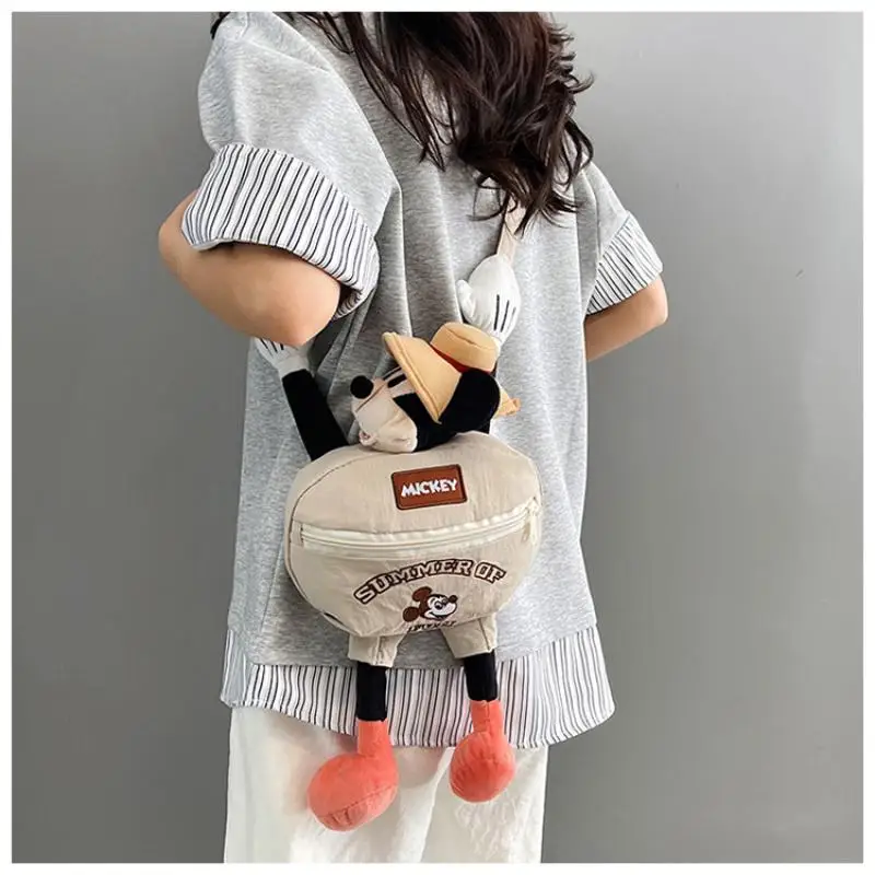 Cute Mickey Girls Camping Crossbody Bag Anime Disney Versatile Fashion Small Backpack Travel Outdoor Bag Women Storage Bag