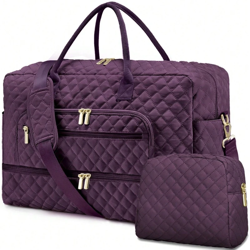 Large Travel Duffel Bag for Women Carry On Weekender with Shoe Compartment Wet Pocket USB Port Gym Yoga