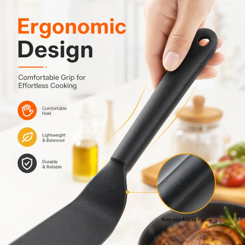 Heat Resistant Silicone Spatula Non-Stick Pan Turner for Cooking, Baking, Flipping Eggs & Steak