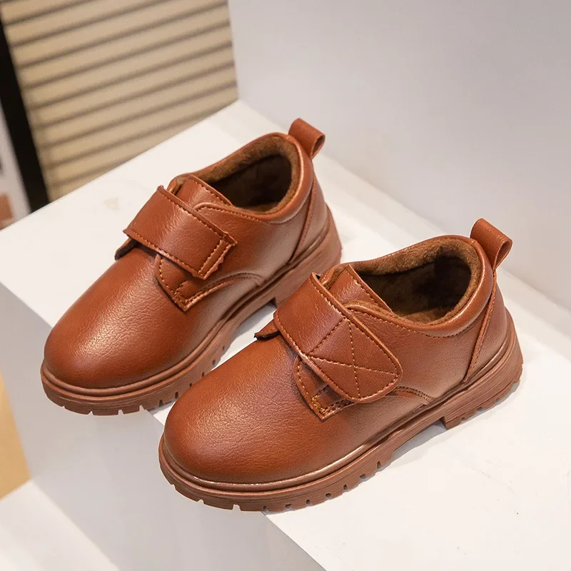 Kids Leather Shoe Four Seasons Brown Black Shoes for Boys Fashion Causal Children's School Uniform Shoes British Style Versatile