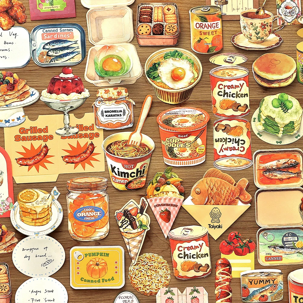 20/80 Pcs Cake & Food Themed Stickers for DIY Diaries & Scrapbooking Aesthetic Decorative Notebook Sticker Pack for Crafting