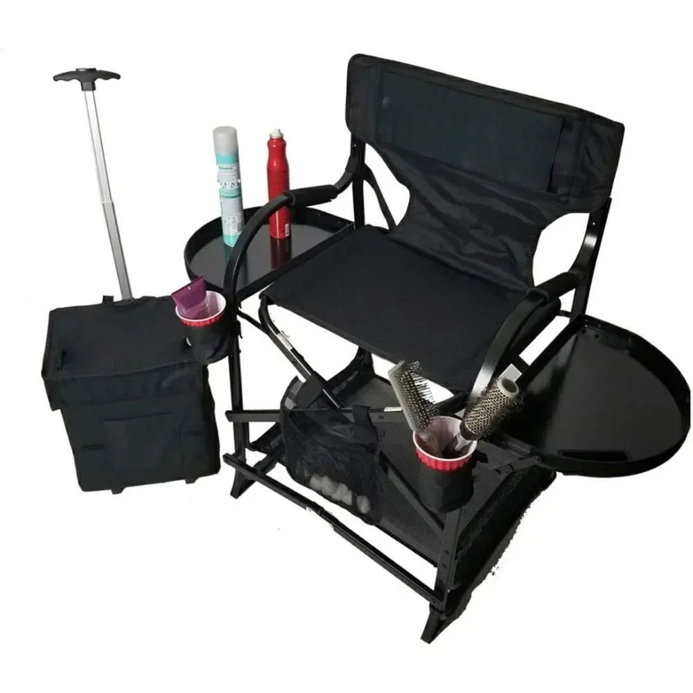 Portable Makeup and Hairstylist Chair & Storage Cart Swivel Stool Adjustable Seat Height With Carry Bag Chair for Beauty Salon