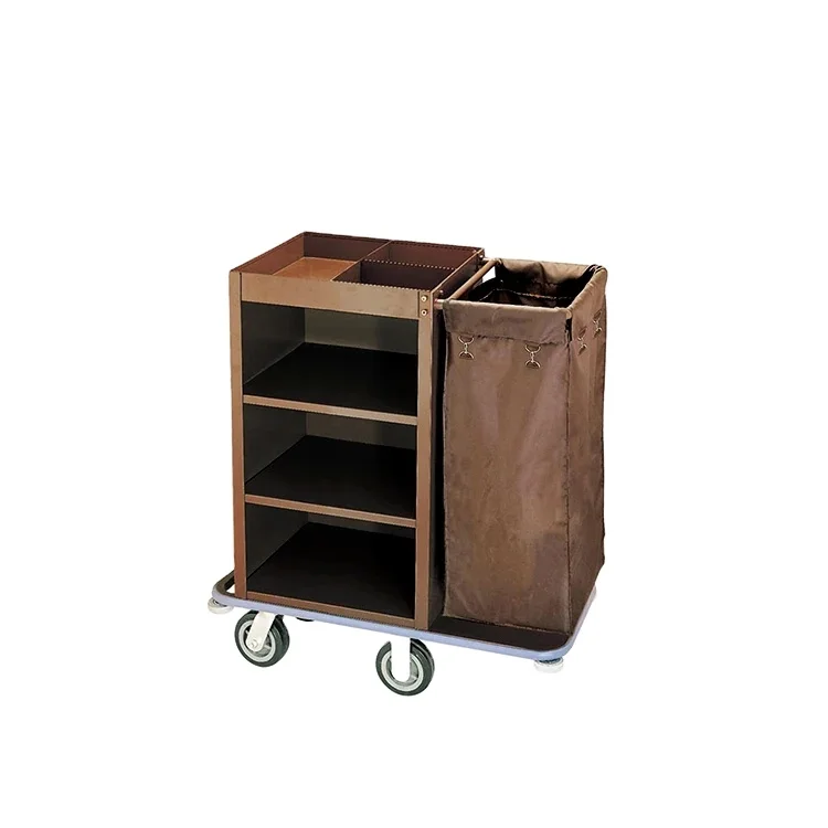Cheaper Price High Quality Metal Construction Hotel Housekeeping Cleaning Trolley Cart
