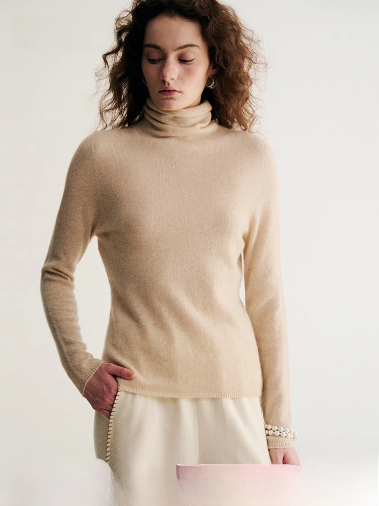 

Hamere 00% Pure Ba Camere Long Sve Knitted Soft Base irt Hooded Ne Design Women's Faion Ele Sle