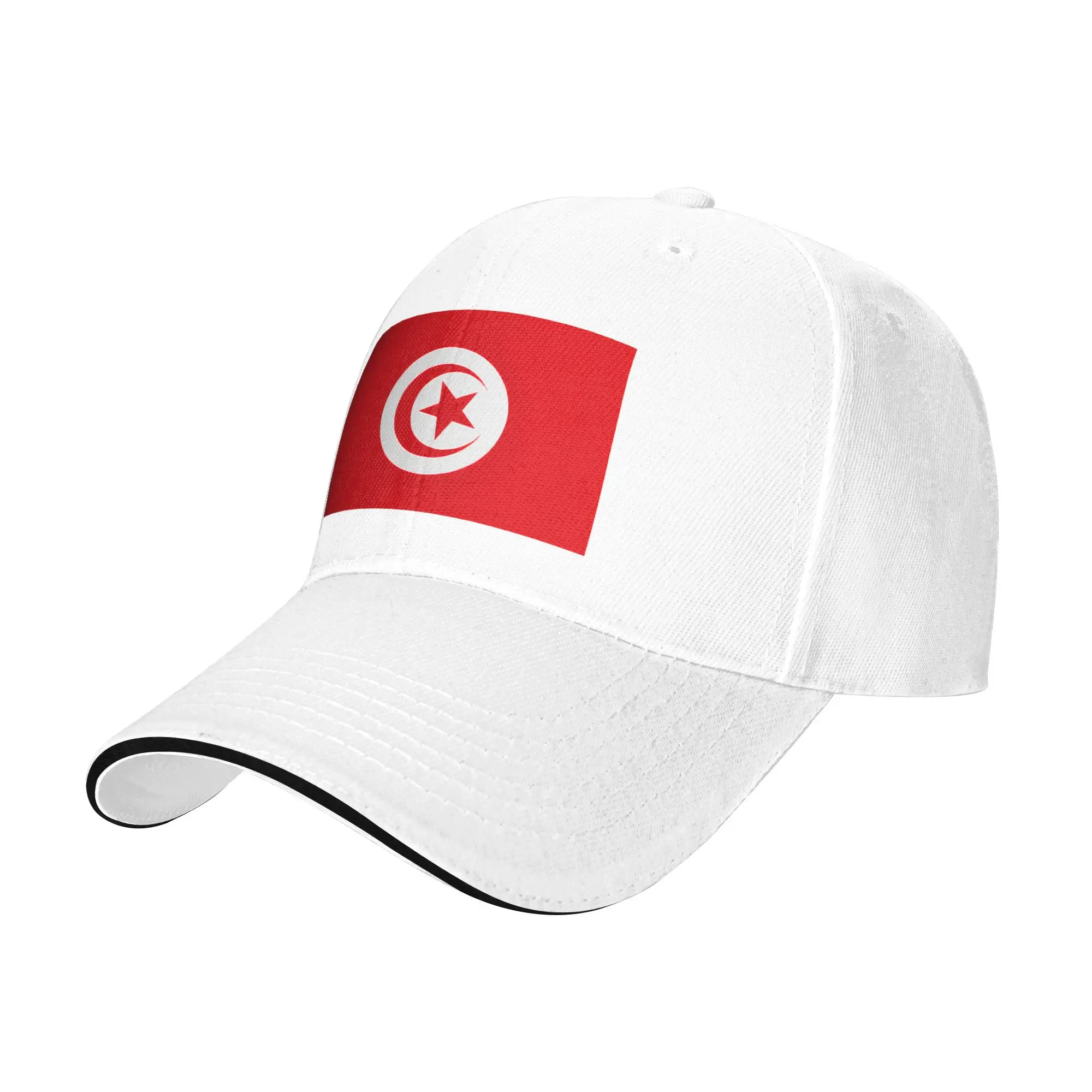Tunisia Flag Red Crescent Moon Red Star Symbol Baseball Cap  Hunting Camping Sunscreen Trucker Hat Casual Baseball Caps