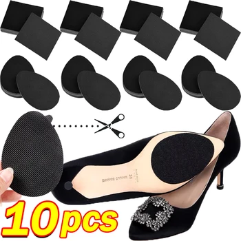 2-10Pcs Black Anti-Slip Heel Sole Protector Women No-adhesive Sticker Pads High Heel Oxford Frosted Sandal Outsole Paddings