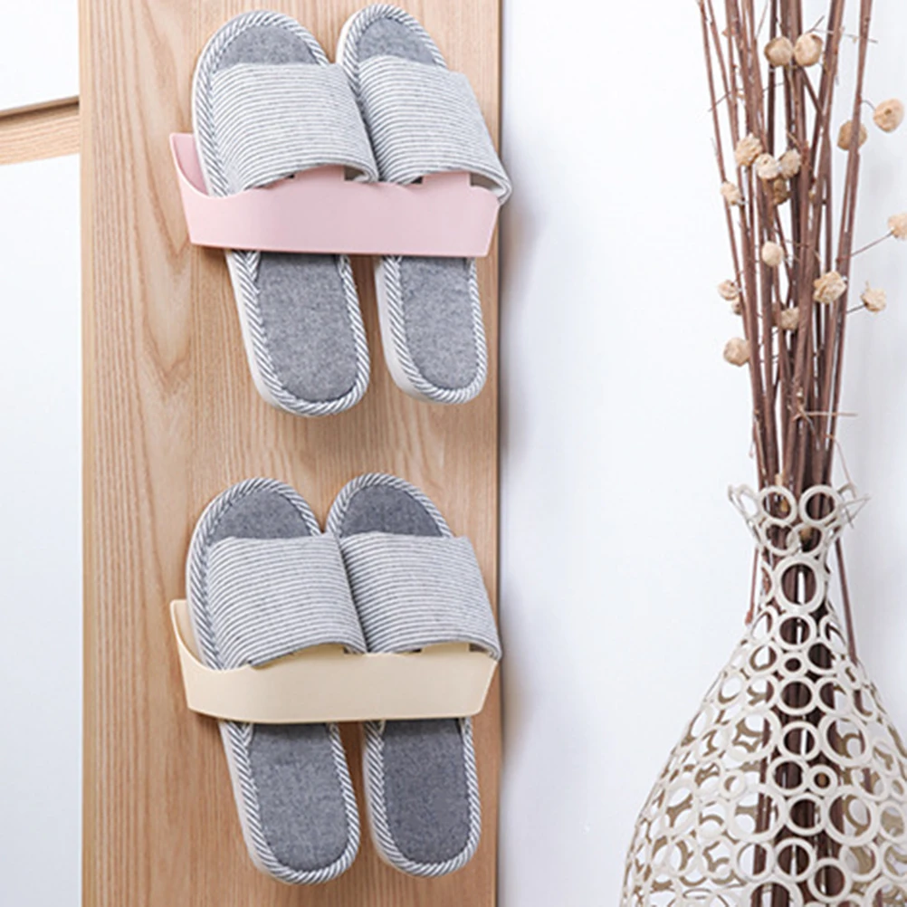 

5pcs Wall-Mounted Shoe Rack Self-Adhesive No Tools Easy Install Space-Saving Bathroom Slipper Organizer Storage Rack Home Tidy