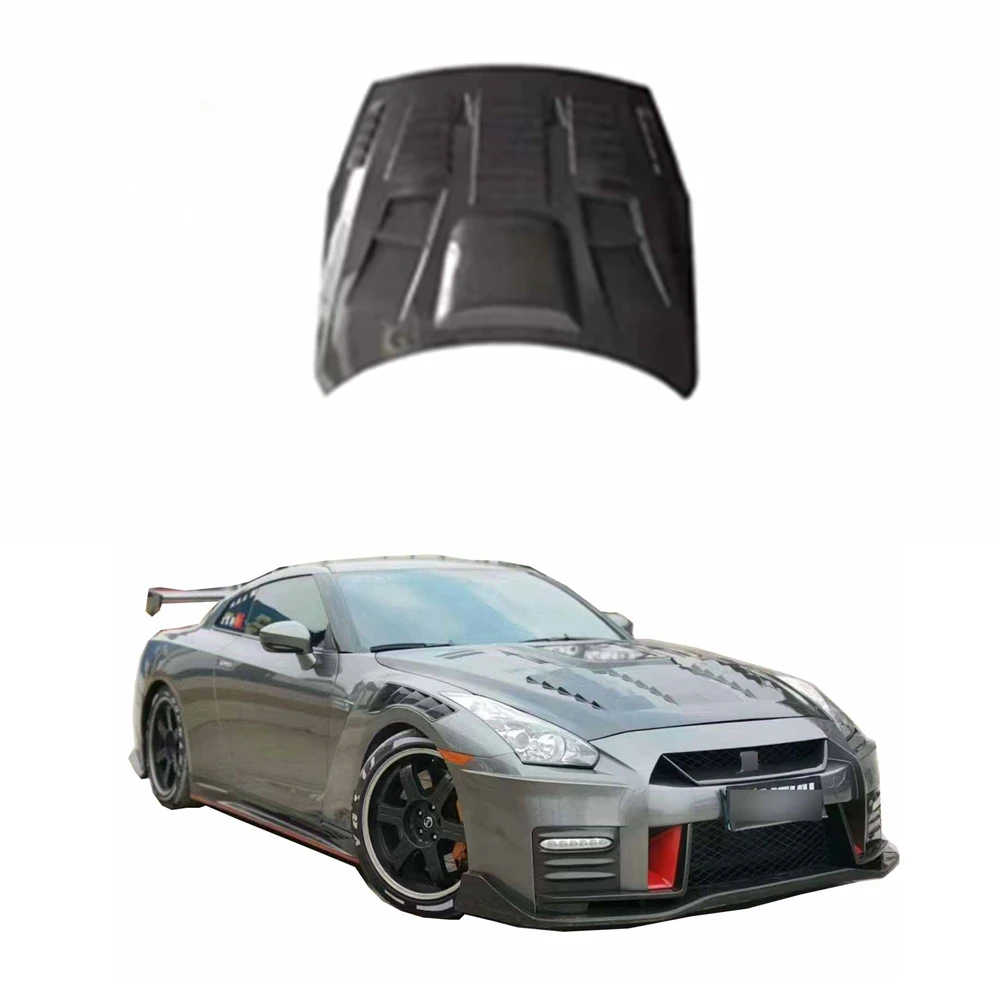 High quality Auto Car Bonnet For 2008-2021 Nissan Gtr R35 to Upgrade nismo CF&PP  Front Engine  carbon fiber Hoodcustom