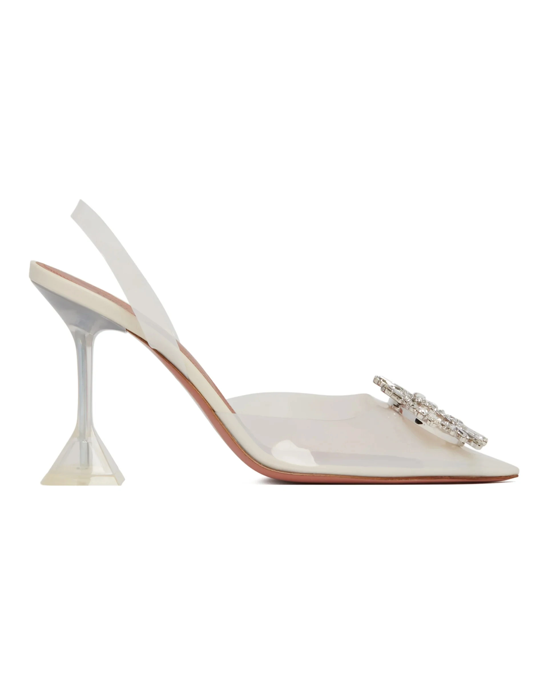 Women's Begum Transparent Pumps Glass Slingback Pvc Crystal Brooch