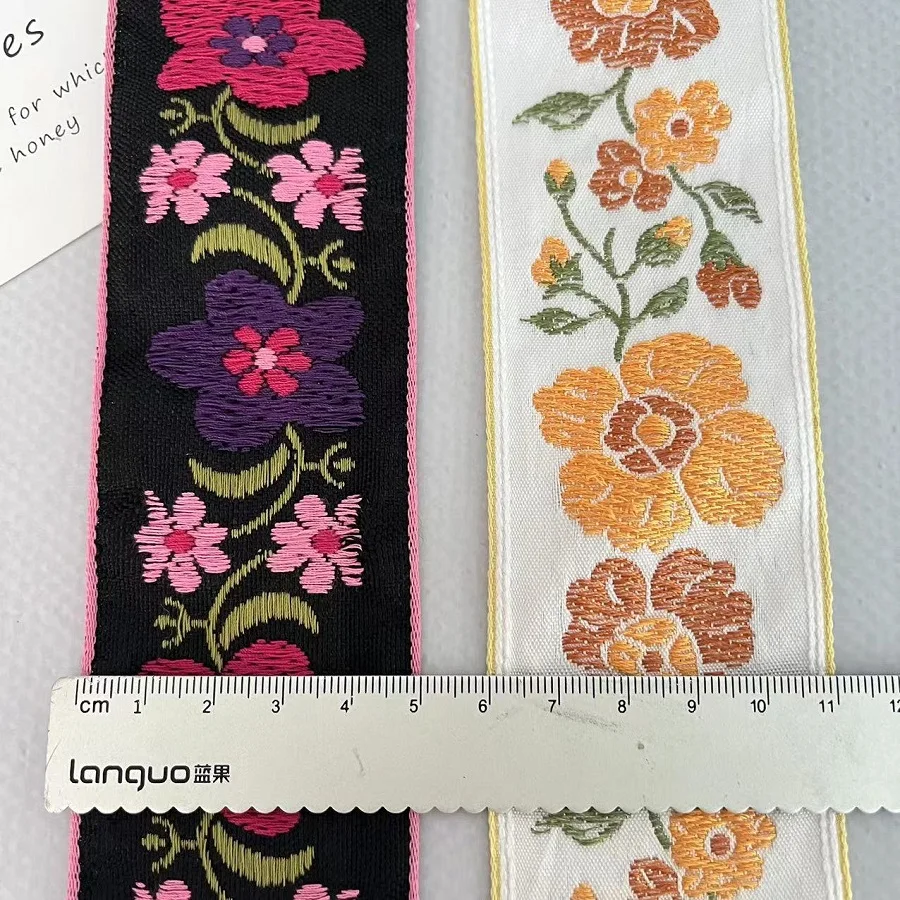 5 Yards /Lots  Width 5 CM Ethnic Style Webbing Woven Jacquard Ribbon flowers For Garment Straps Accessory IS-3314
