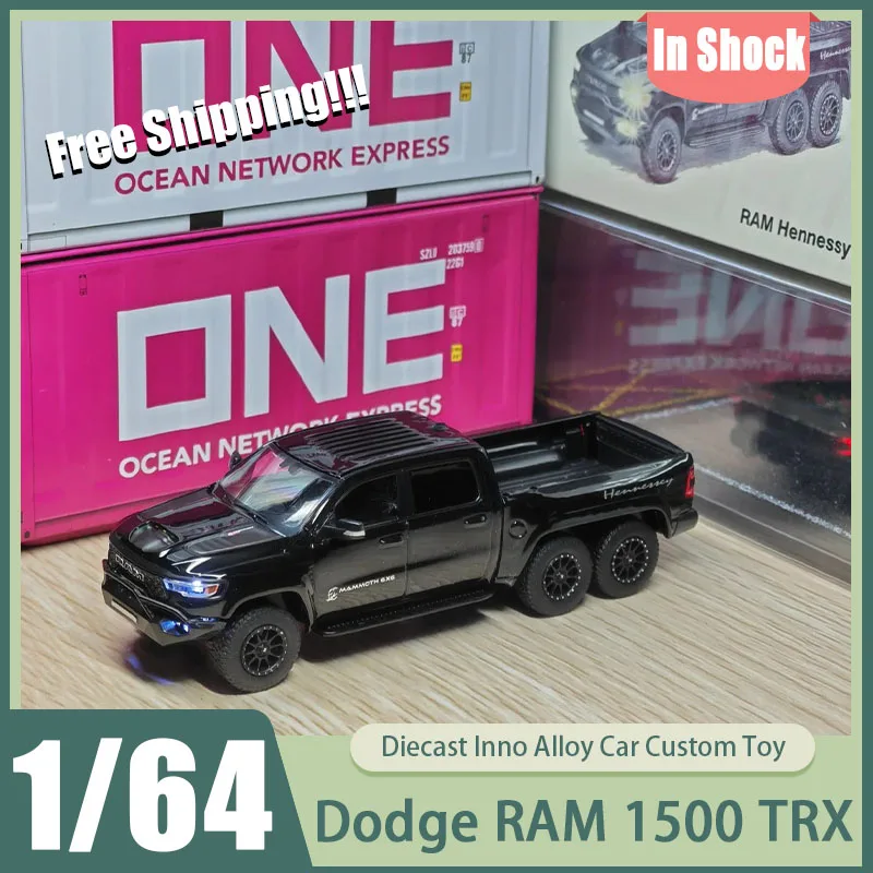 

Модель In Shock 596 1:64 Dodge Ram 1500 TRX 6x6 Mammoth Off-Road Pickup с рабочими фарами, высокодетализированная литая модель грузовика-игрушки