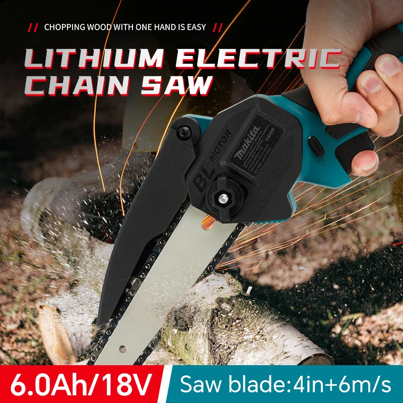 Makita Brushless 18V Lithium Battery Single Hand Saw for Home Use, Small Handheld Firewood Saw, Outdoor Portable