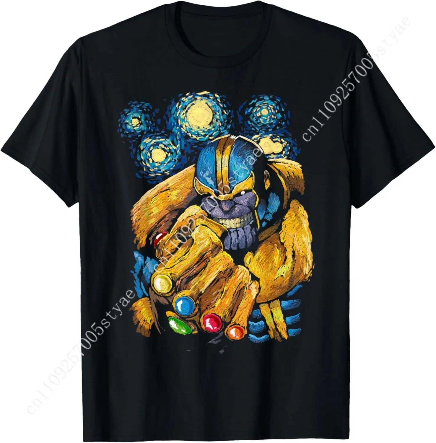 

Marvel Thanos Starry Night Gauntlet Painting Graphic T-Shirt T-Shirt Cosplay