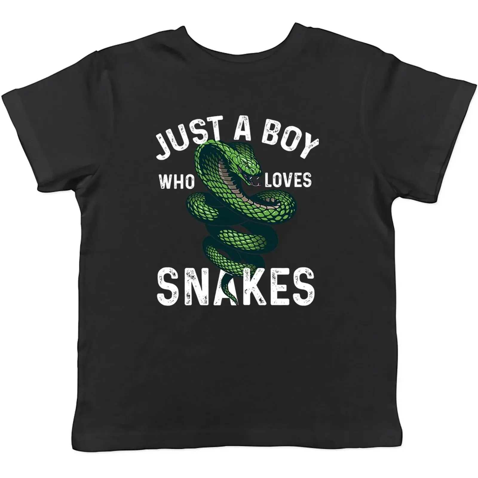 Junge der Schlangen liebt Kinder T Shirt Kobra Haustier Reptil Jungen Mädchen Geschenk vintage Washed Versatile Slightly