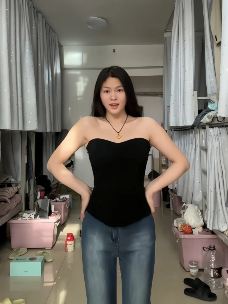 

plus Size Sexy oulder Bared Fibone Tube Top Women's Summer New High Quali Ele Spicy Girl Sle Trendy Top