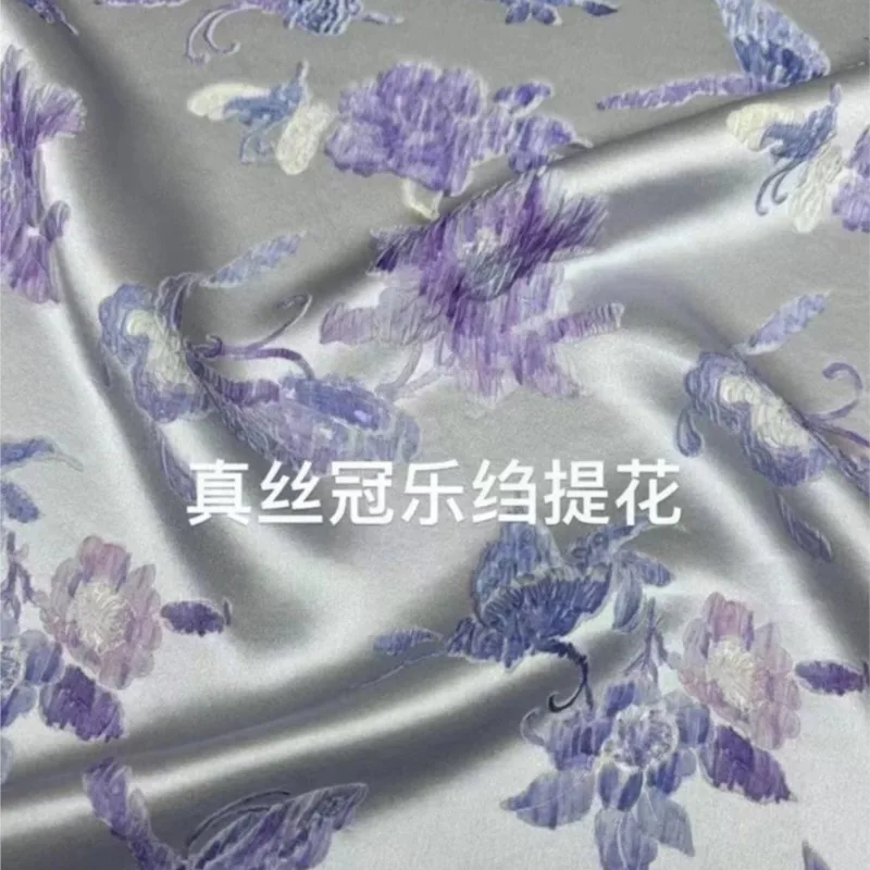 

Silk jacquard printed fabric new Chinese-style crown crepe clothing and flower