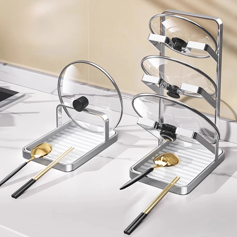 

Stainless Steel Double-Layer Pot Lid and Vegetable Board Storage Rack, Kitchen Drain Rack Household Cutting Board Placement, 304