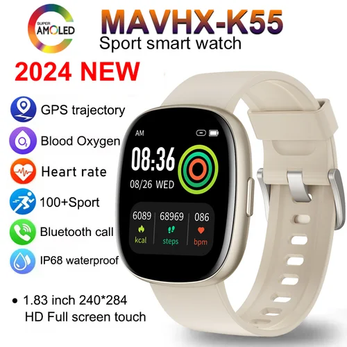 화웨이 GPS 스마트 워치, AMOLED HD 스크린, IP68 방수, 심박수, 혈중 산소, 블루투스 통화, 남성 스마트워치, 2024 신제품