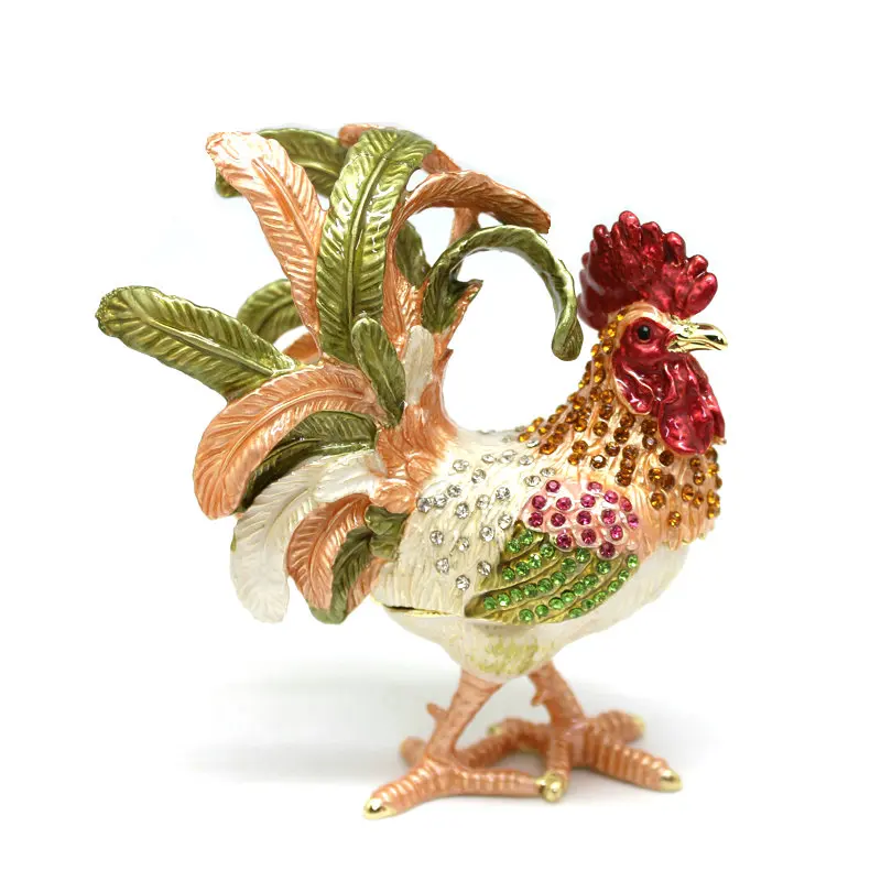 Metal wealth ornament, golden chicken blessing gift