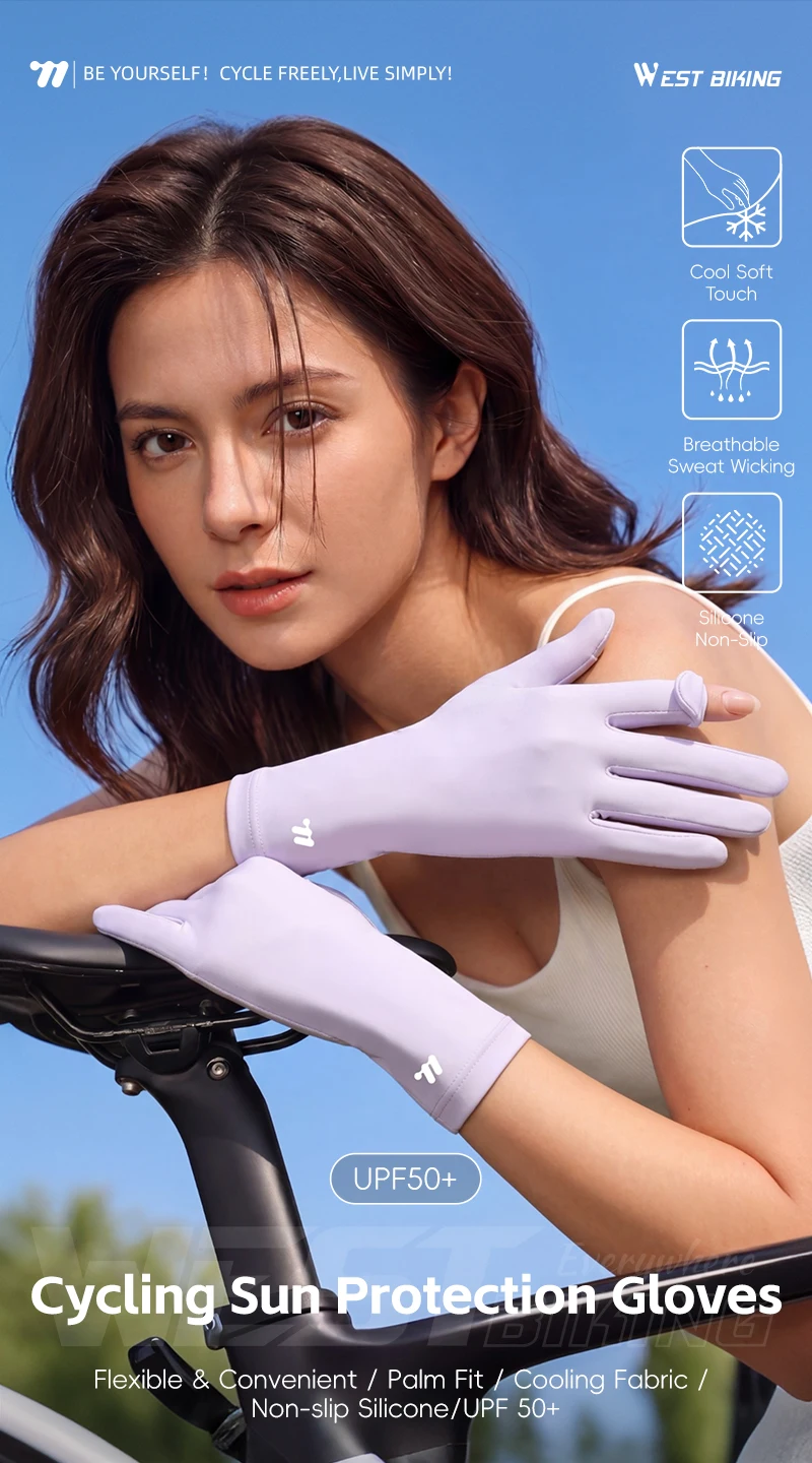 WEST BIKING Sonnenschutzhandschuhe für Damen, UPF 50+, Radfahren, Touchscreen, rutschfest, atmungsaktiv, Sommer, Sport, Fitness-Handschuhe für Damen – Detail 1