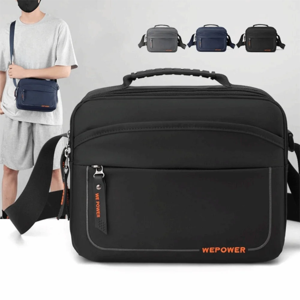 

Multi-pockets Men's Shoulder Bag Large Capacity Multifunctional Business Crossbody Bag Waterproof Solid Color Nylon Waist Bag