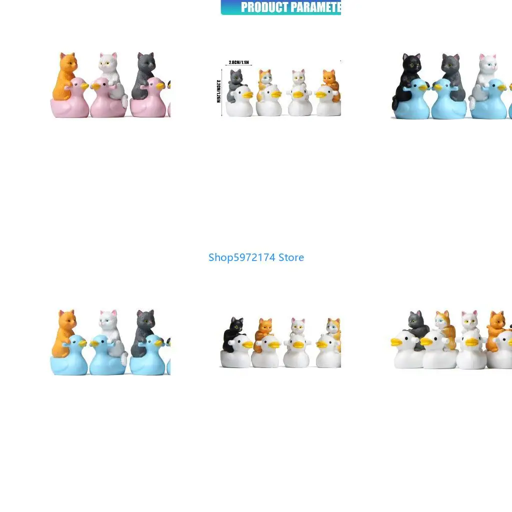 Y3NB Miniature Cats Figurines Sitting Duck Cats Statue DIY Fairys Garden Accessories