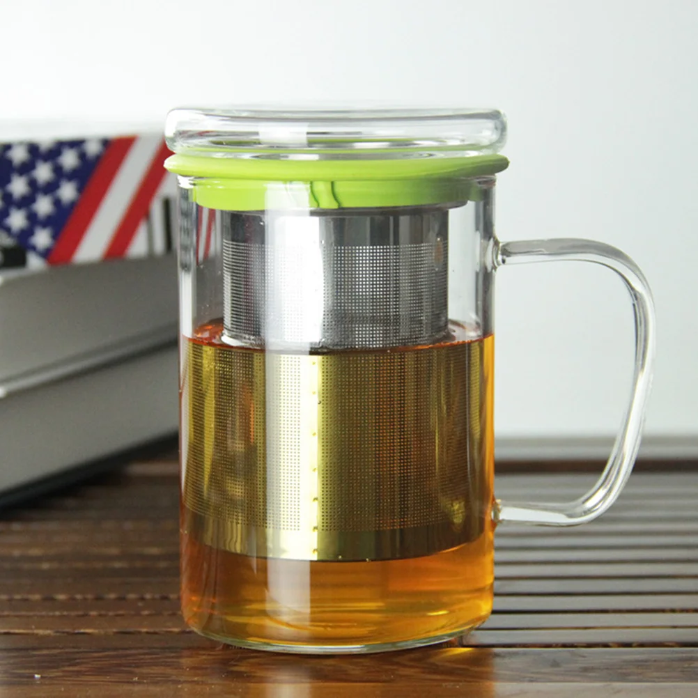 

Clear Glass Tea Cup with Lid and Infuser 350ml Heat Resistant Fine Strainer Mug for Office Home Travel Glass Tea Cups