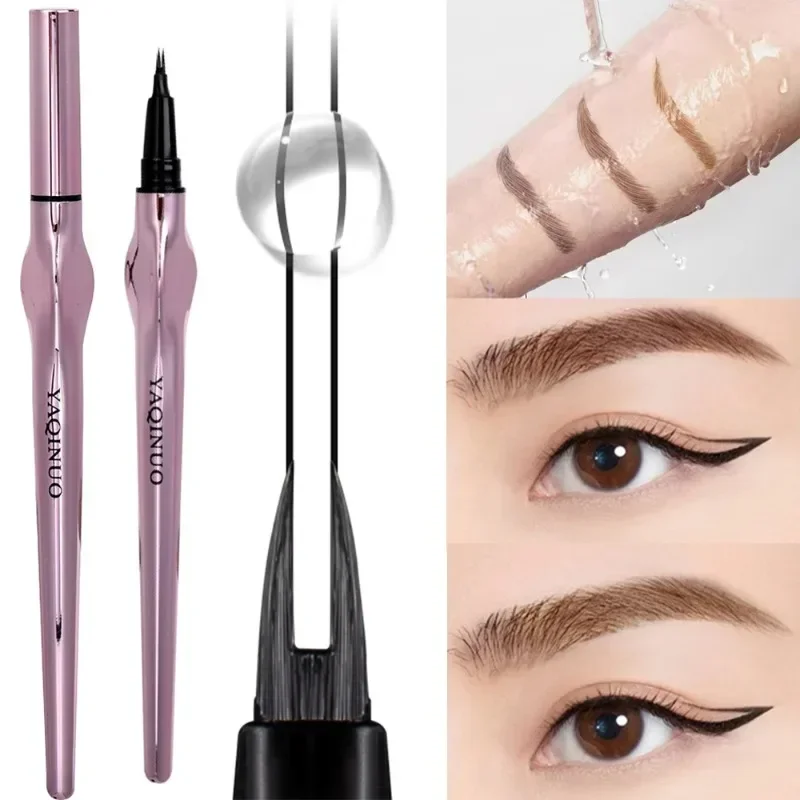 2Points Eyebrow Pencil Long Lasting Easy To Grip Eyebrow Tattoo Waterproof Thin Liquid Lying Silkworm Brow Pen Korean Makeup