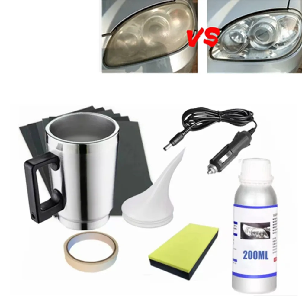 Headlight Polishing Liquid Polymer Restoration Renovation Kit With Car Charger Fumigation Repair Polishing Cleaning kit for Car