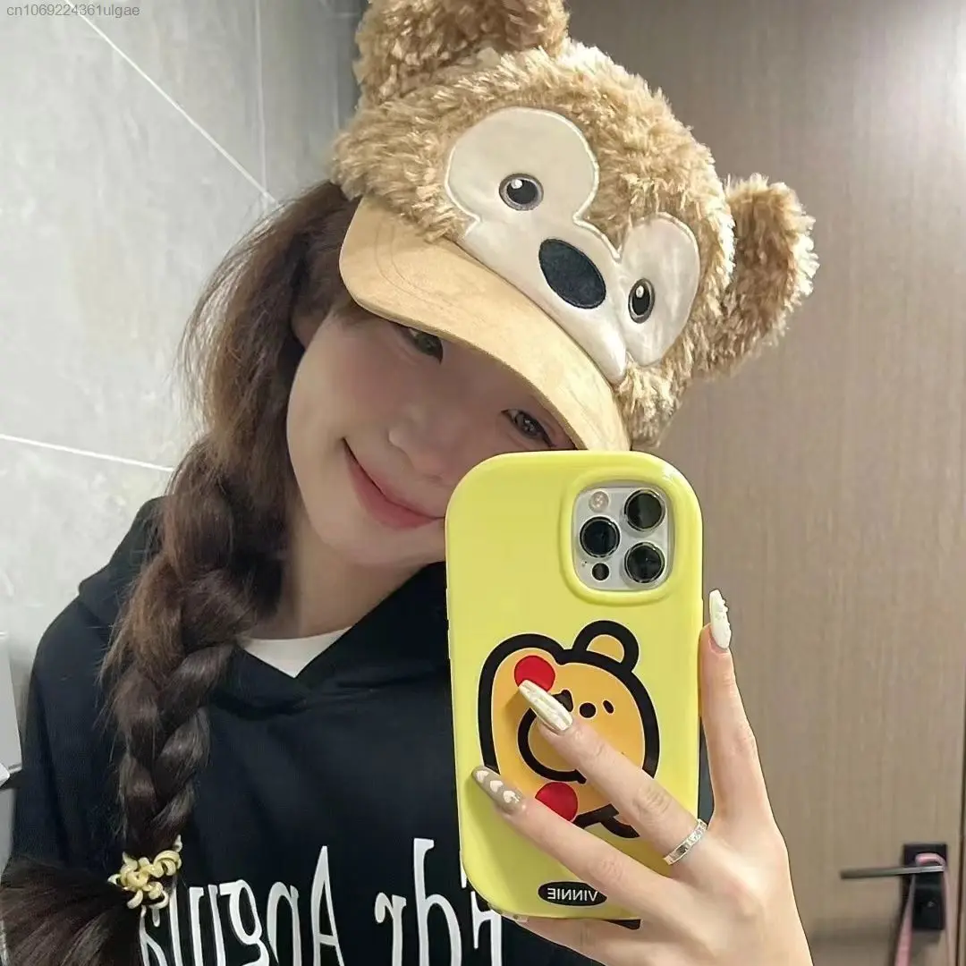 Disney Duffy Plush Baseball Hat Girls Autumn Winter Cute Accessories New Design Cartoon Bear Ear Soft Caps Women Trendy Headwear