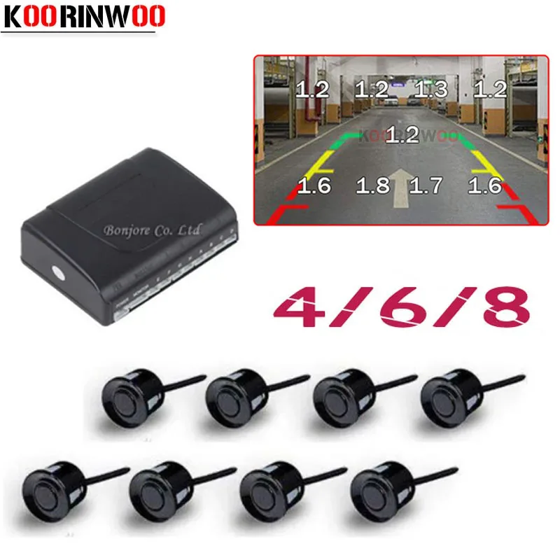 

Koorinwoo 2023 Parktronics Car parking sensors 8/6/4 Radars Alarm Probe detector RCA Video System Show Distance Image Assistance