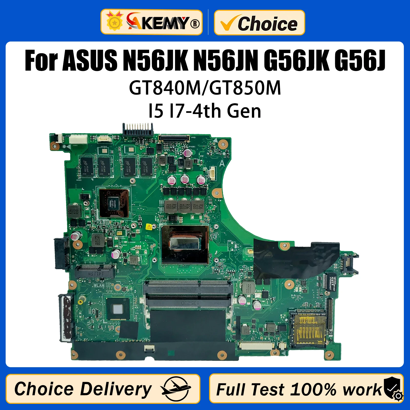 

Akemy N56JK Mainboard For ASUS N56JN G56JK G56J Laptop Motherboard With I5-4200H I7-4710HQ GT840M GTX850M Video Card test OK