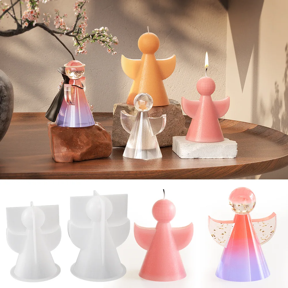 

Angel silicone mold made of epoxy resin can be used for candle holder hanging ornaments and ornaments