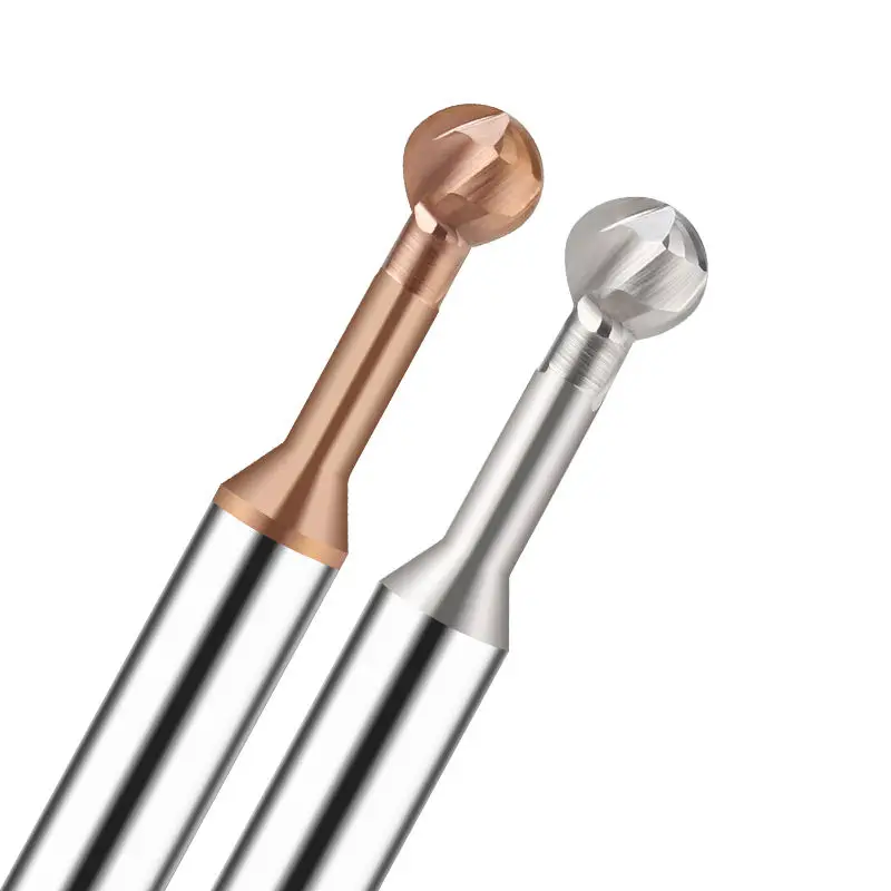 Pemotong Penggilingan Lengkungan Berbentuk T Bola 3D Pabrik Akhir Lollipop R0,5 R0,75 12345678 R9 R10 Slot Bola Karbida Padat CNC untuk Baja Aluminium