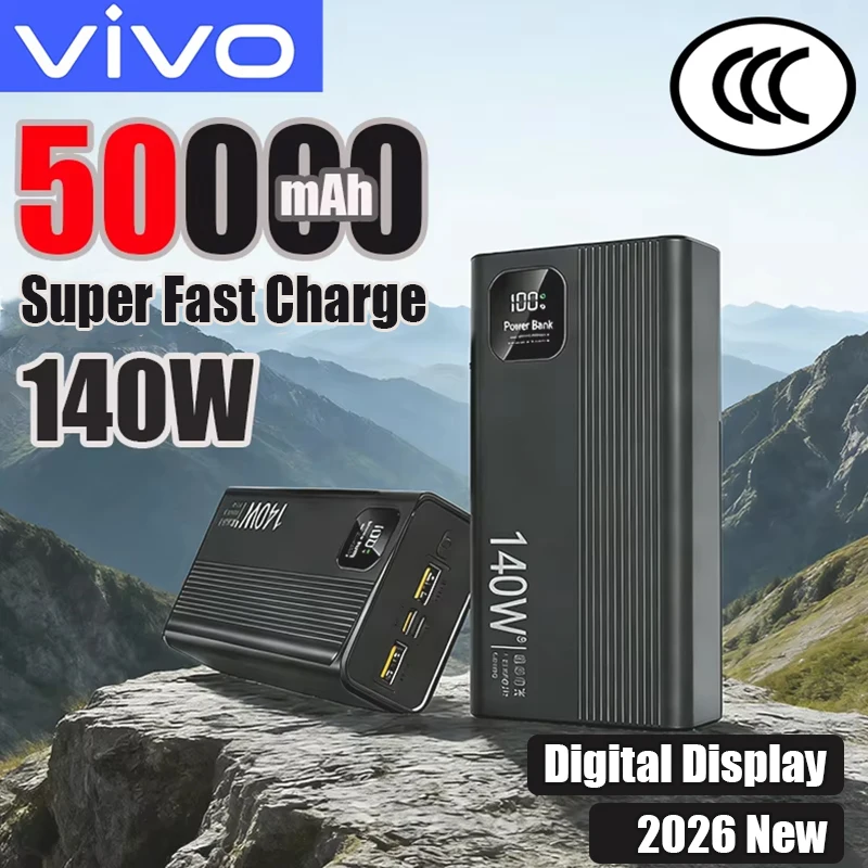 

Внешний аккумулятор VIVO 50000 мАч с быстрой зарядкой 140 Вт, портативная батарея большой емкости для iPhone Samsung, новинка 2026 года