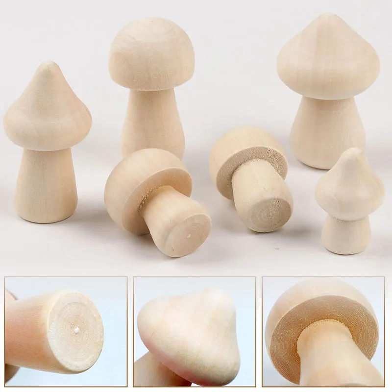 5 قطعة فطر خشبي صغير غير مكتمل التماثيل الفطر الطبيعي DIY بها بنفسك الحرف الفنية مشاريع الطلاء اللون مكتب منزلي الحلي #4