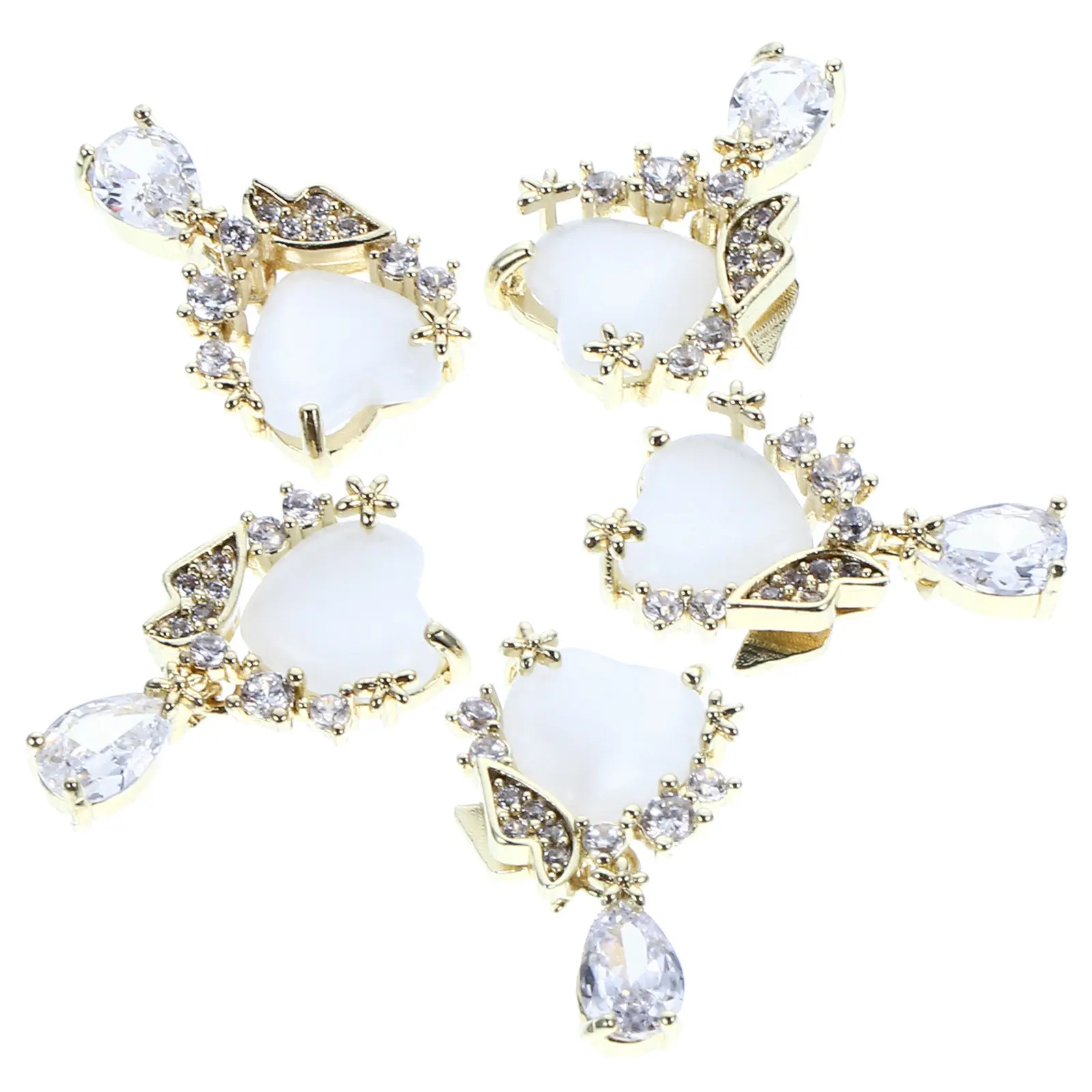 

5 шт. украшений для ногтей в японском стиле: бабочки, сердечки, цирконы, ленты, для салонов красоты