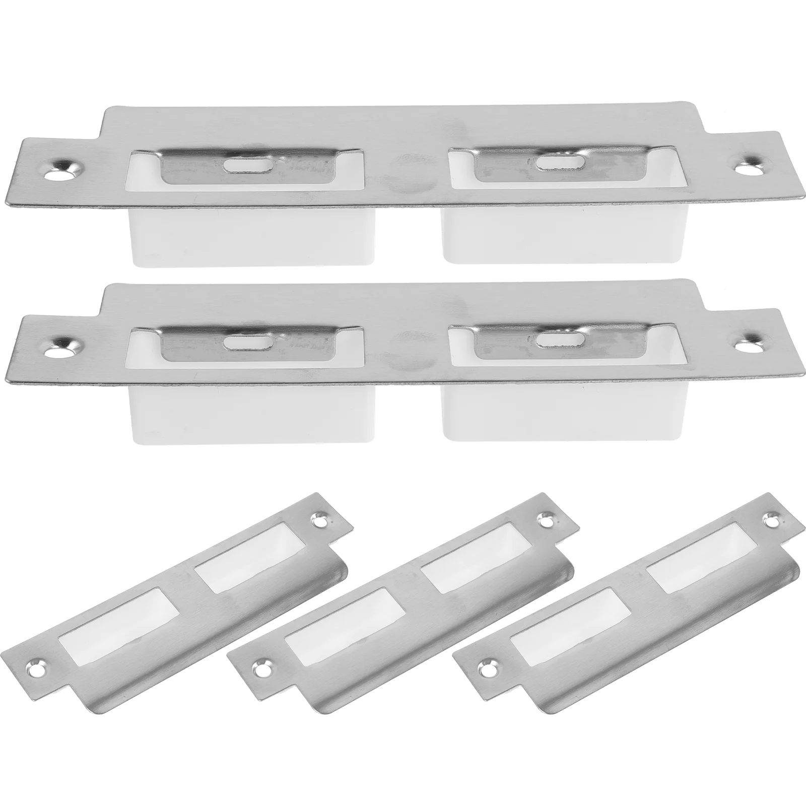 5 Pcs Guide Lock Door Kick Plate Covers Strike Gusset Plates Adjustable Stainless Steel Deadbolt Hole