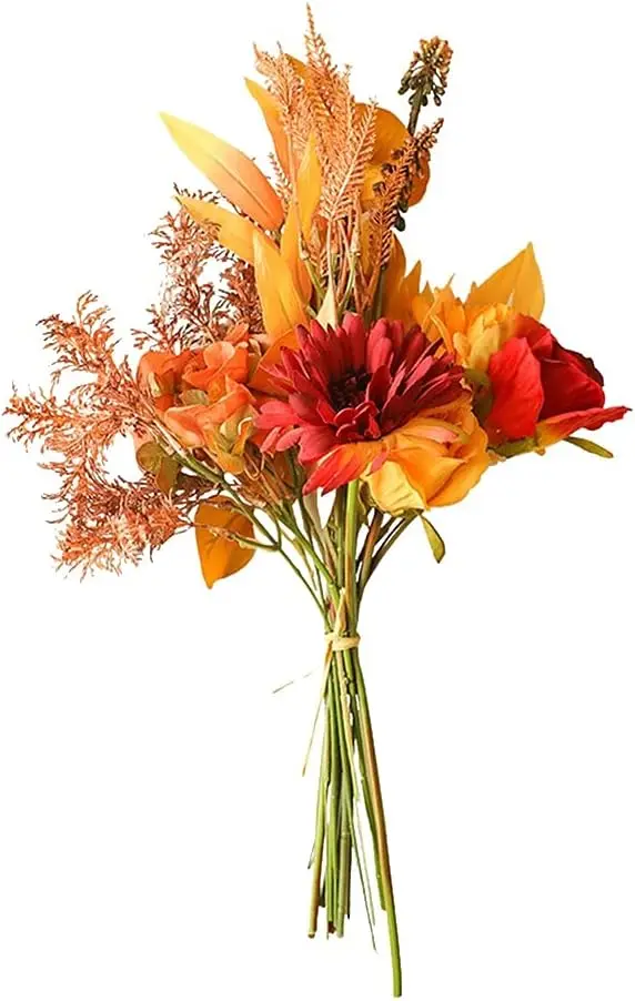 

Artificial Sunflowers Fake Flowers Bouquet Wedding Sunflower Fall Decor Yellow Realistic Faux Plants Autumn Thanksgiving Tablet