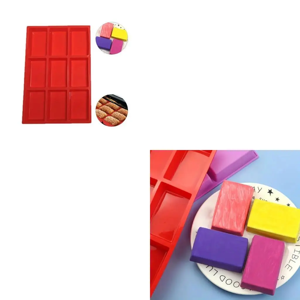 F19B 9 Piece Rectangular Dessert Silicone Molds for Various Creation Easy Releases Durable Kitchen Baking Accessory