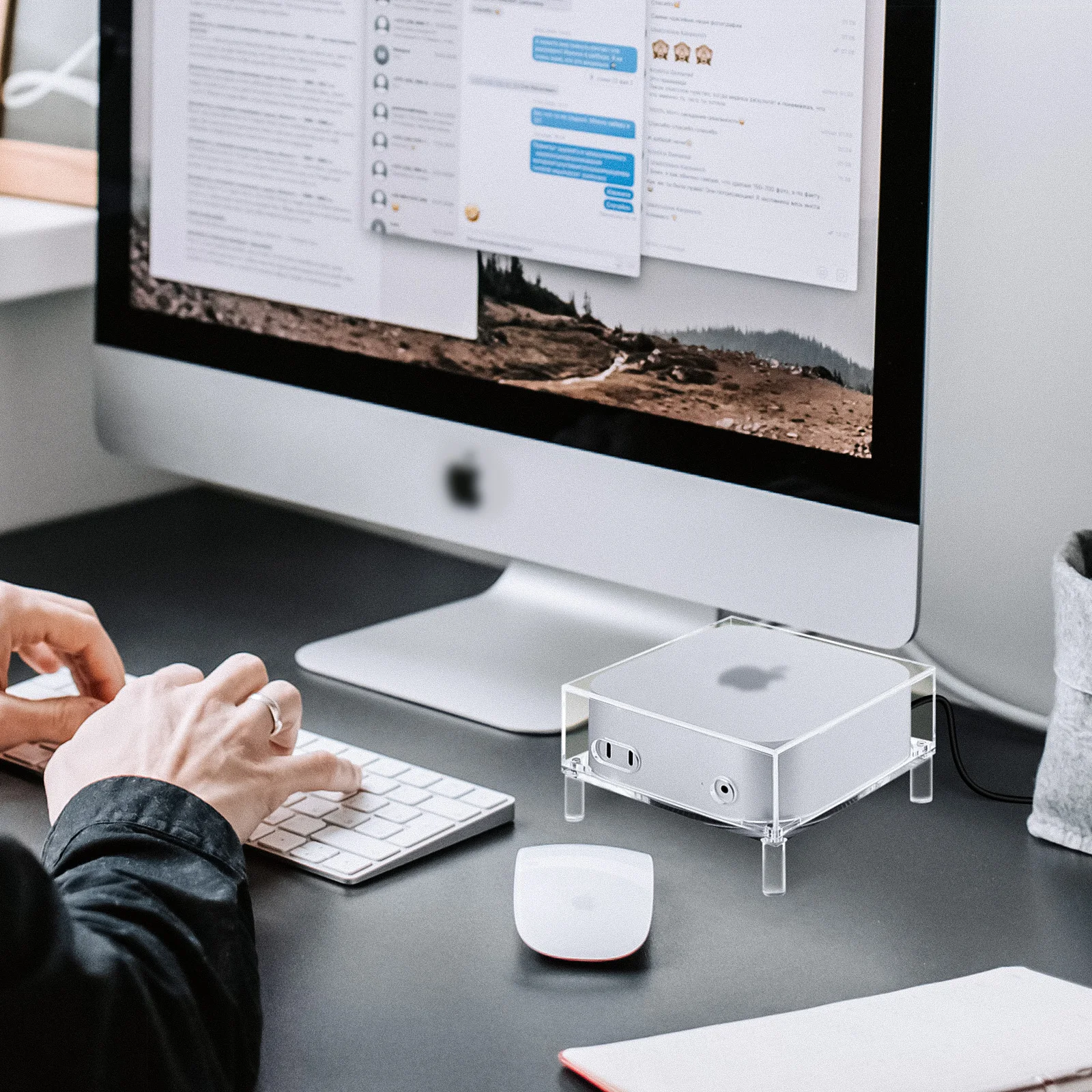 Geekria Clear Acrylic Dust Cover Compatible with 2024 Mac Mini M4,  2024 Mac Mini M4 Pro Stand - Accessories, Desktop Host Cover