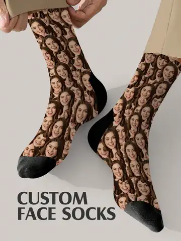 Custom Face Socks Personalized Photo Socks Funny Picture Printed Socks Two Sizes Available Unique Gift