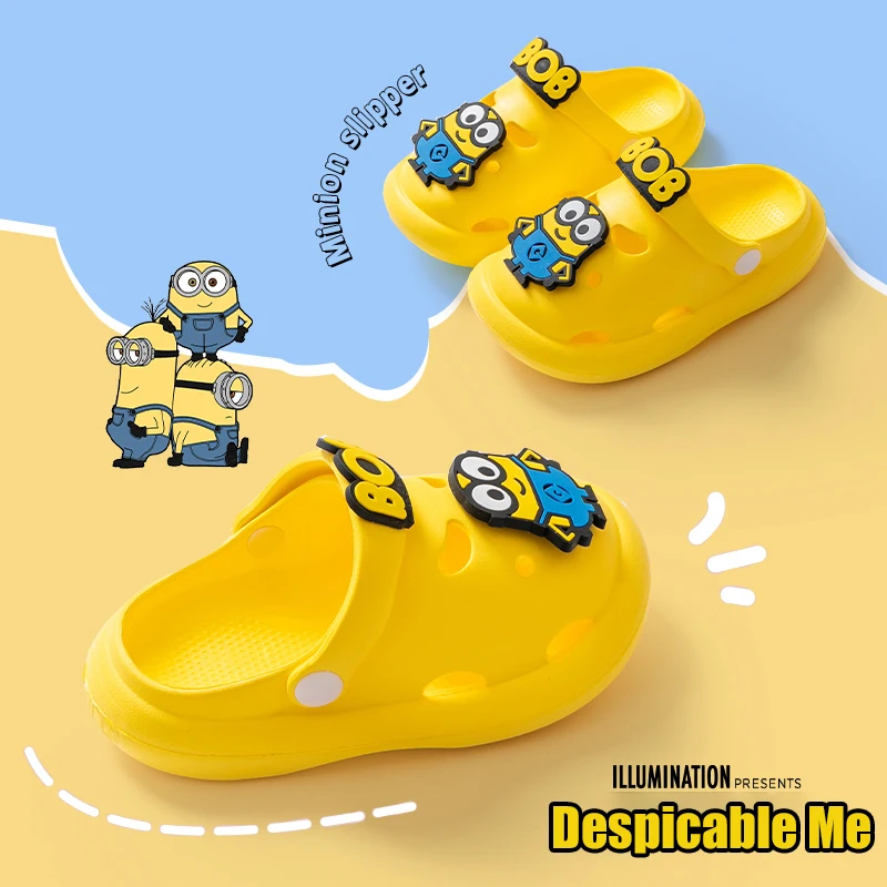 Despicable Me Minions Hole Sandals Stuart Dave Slippers Sandals Kawaii EVA Anime Home Beach Shoes Summer Children's Sandals kids